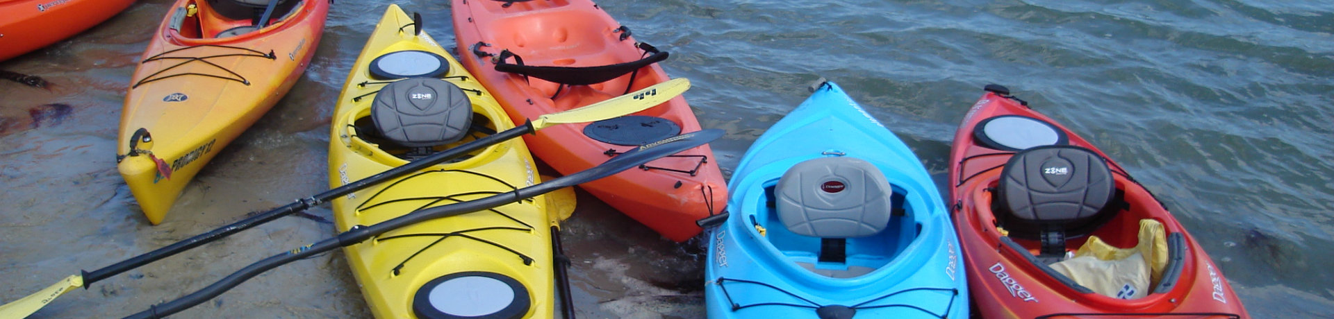 Kayaks on shore